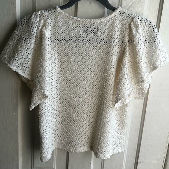 Madewell Texture & Thread Eyelet Flutter-Sleeve Top Ivory - Picture 8 of 8